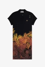 Fred Perry Palm Print Piqué Women’s Dress Black | AGOWR8546