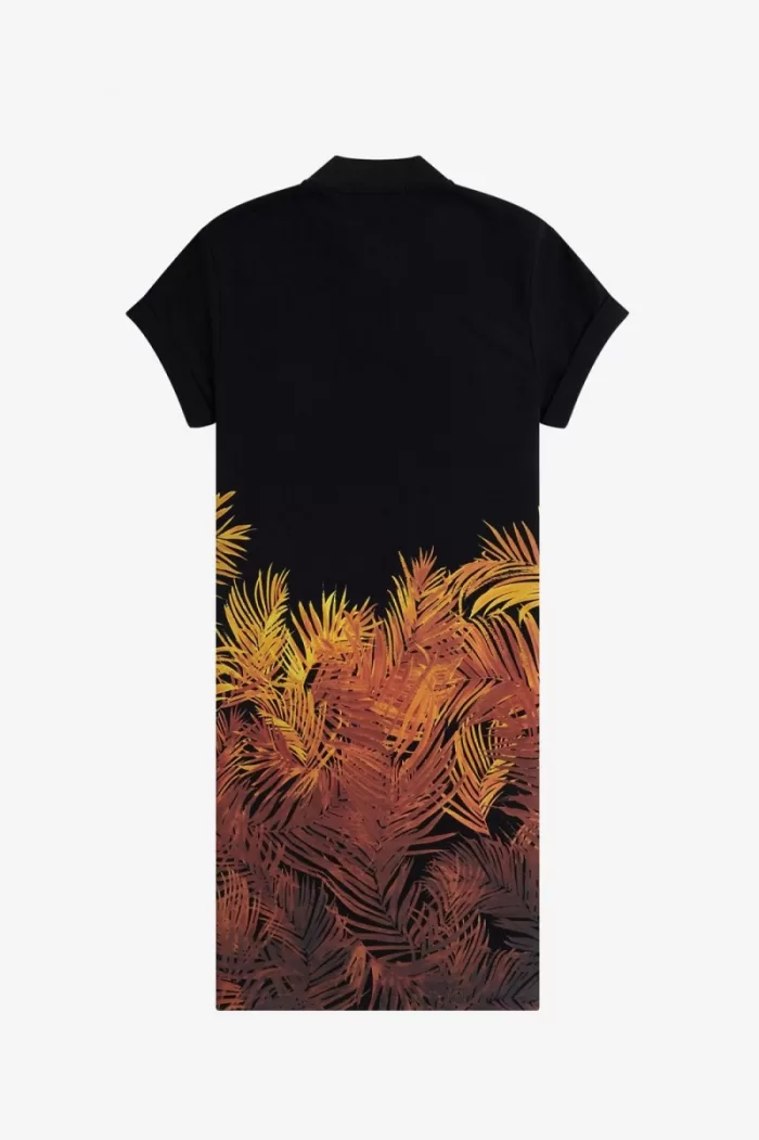 Fred Perry Palm Print Piqué Women’s Dress Black | AGOWR8546