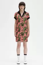 Fred Perry Palm Print Shirt Women’s Dress Coral Heat | PCBAX4675