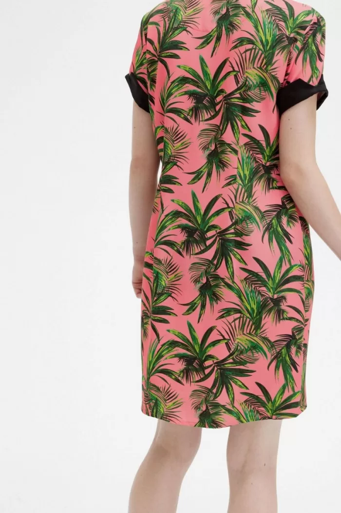 Fred Perry Palm Print Shirt Women’s Dress Coral Heat | PCBAX4675