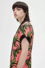 Fred Perry Palm Print Shirt Women’s Dress Coral Heat | PCBAX4675