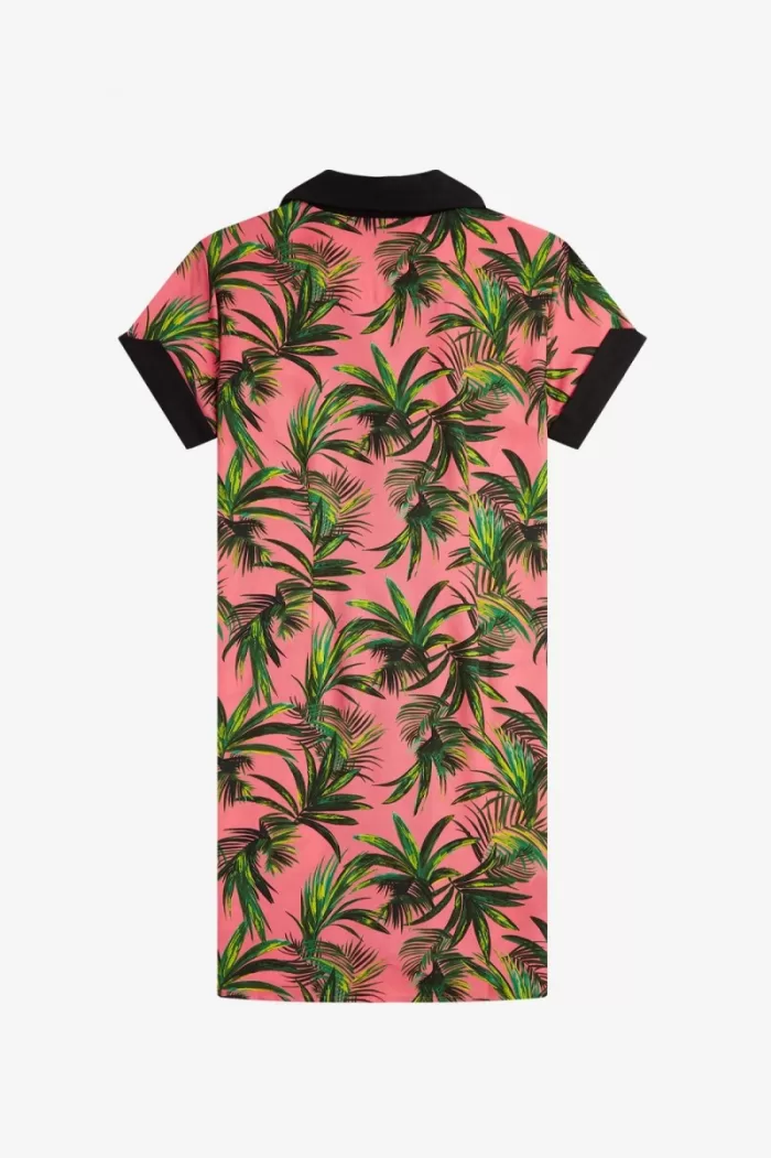 Fred Perry Palm Print Shirt Women’s Dress Coral Heat | PCBAX4675