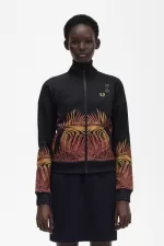 Fred Perry Palm Print Track Women’s Jackets Black | CQAIW1926