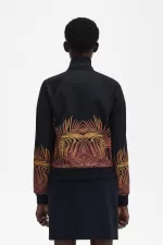 Fred Perry Palm Print Track Women’s Jackets Black | CQAIW1926