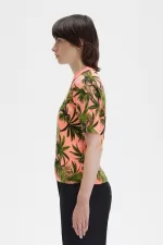 Fred Perry Palm Print Women’s Jumper Coral Heat | HFKNR9205