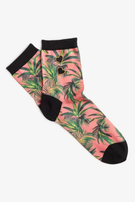 Fred Perry Palm Print Women’s Socks Coral Heat | ZIFUE2731