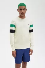 Fred Perry Panelled Sleeve Long Sleeve Men’s T-Shirt Beige | JNARP1234