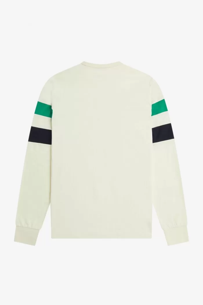 Fred Perry Panelled Sleeve Long Sleeve Men’s T-Shirt Beige | JNARP1234