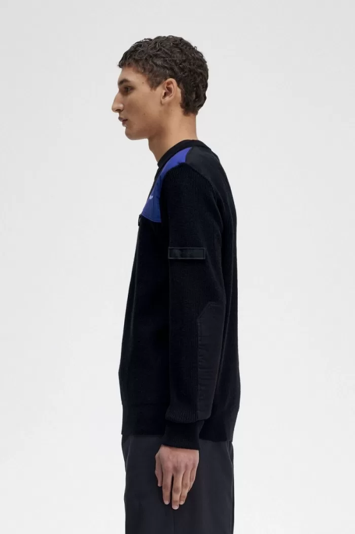 Fred Perry Patch Detail Men’s Jumper Black | XVBGU2853