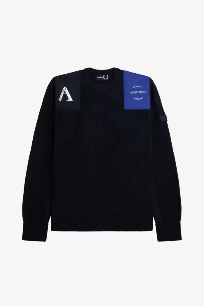 Fred Perry Patch Detail Men’s Jumper Black | XVBGU2853