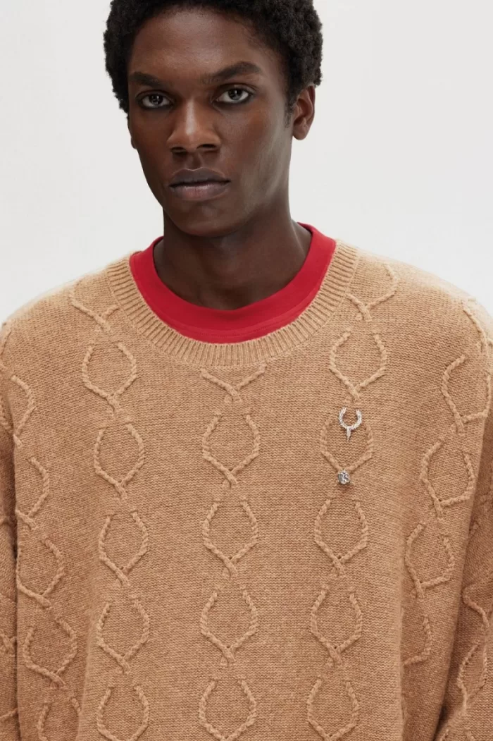 Fred Perry Patch Detail Oversized Men’s Jumper Green | KWSTR1925