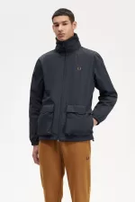 Fred Perry Patch Pocket Zip Through Men’s Jackets Navy | SLMQK9238