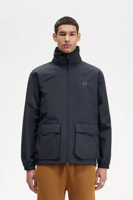 Fred Perry Patch Pocket Zip Through Men’s Jackets Navy | SLMQK9238