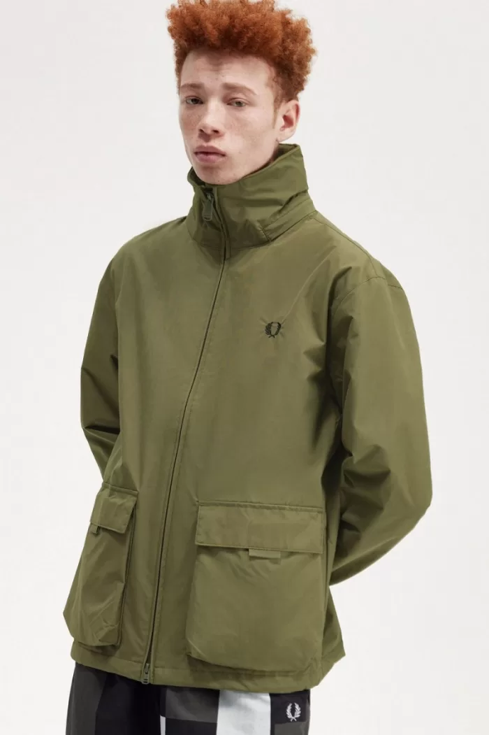 Fred Perry Patch Pocket Zip Through Men’s Jackets Uniform Green | HTPSA1924