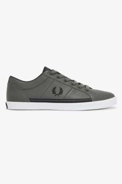 Fred Perry Perforated Baseline Men’s Tennis Shoes Field Green Black | QSEDK7821