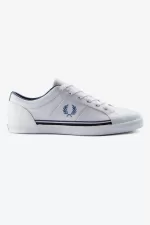 Fred Perry Perforated Baseline Men’s Tennis Shoes White Midnght Blue | MOJYW4298