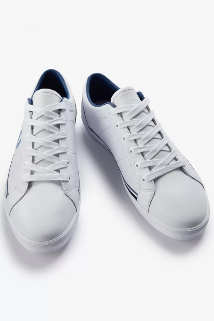 Fred Perry Perforated Baseline Men’s Tennis Shoes White Midnght Blue | MOJYW4298