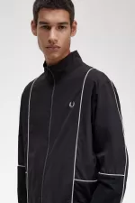 Fred Perry Piped Shell Men’s Jackets Black | CBQUV6194