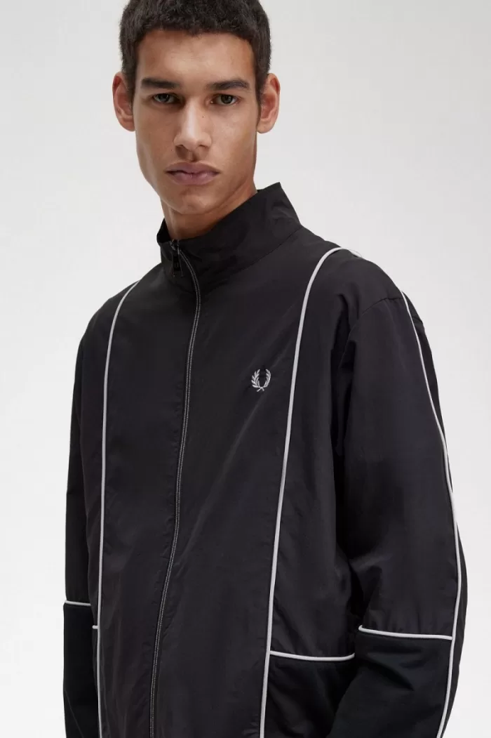 Fred Perry Piped Shell Men’s Jackets Black | CBQUV6194