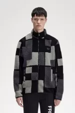 Fred Perry Pixel Borg Fleece Men’s Sweatshirts Black | HWZDB5381