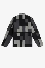 Fred Perry Pixel Borg Fleece Men’s Sweatshirts Black | HWZDB5381