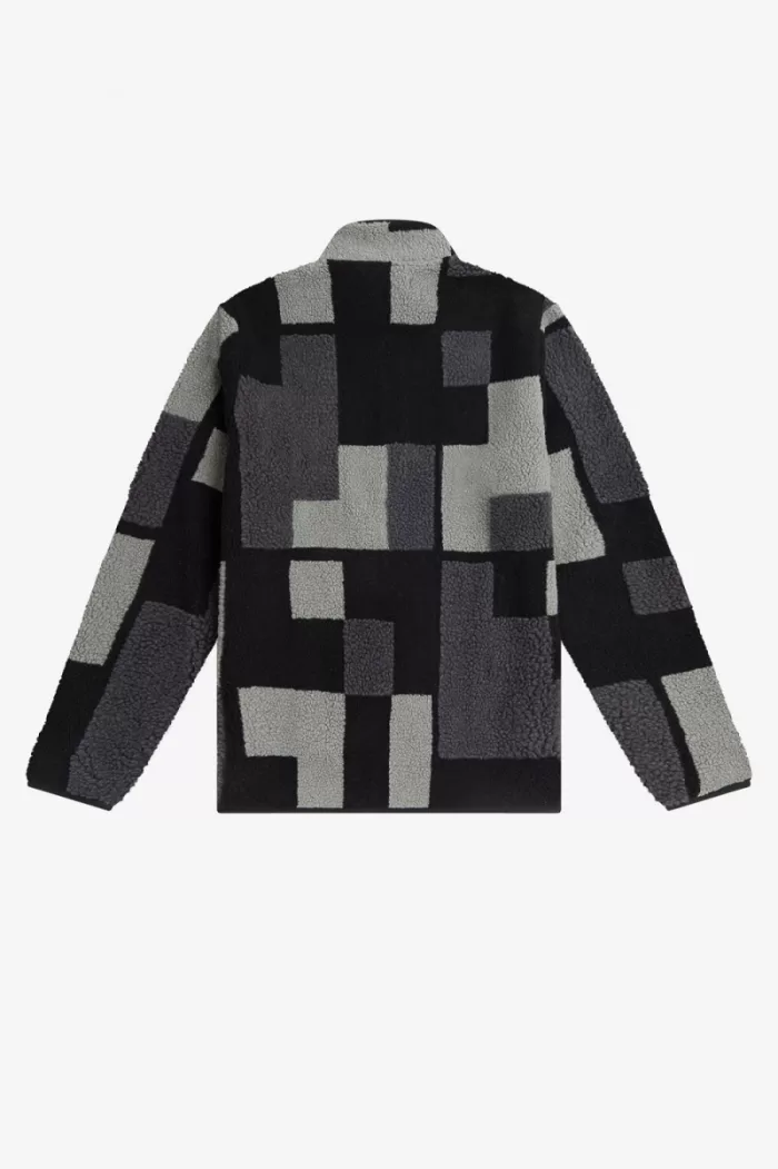 Fred Perry Pixel Borg Fleece Men’s Sweatshirts Black | HWZDB5381