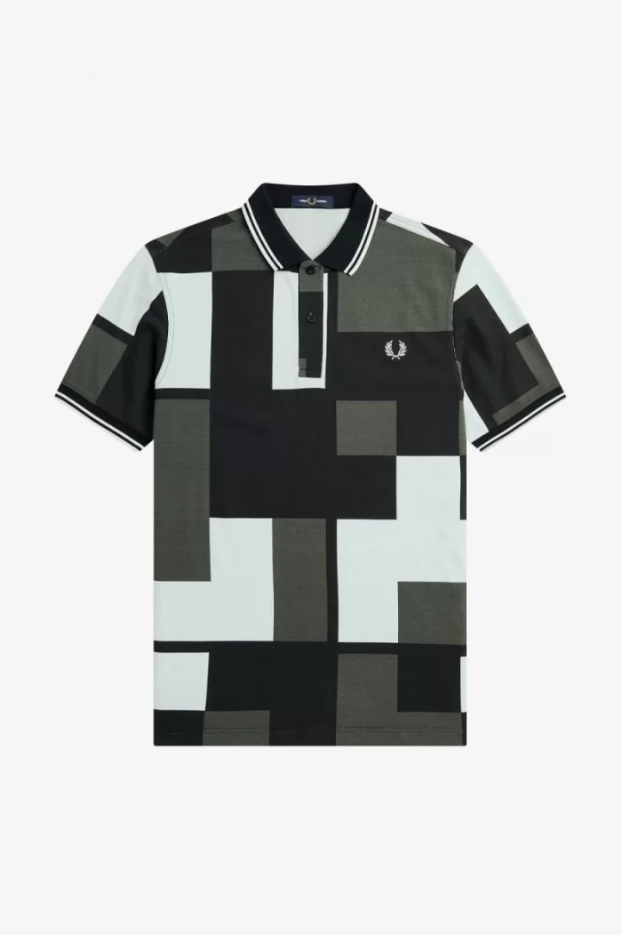 Fred Perry Pixel Print Men’s Shirt Light Aqua | MOFYN7642