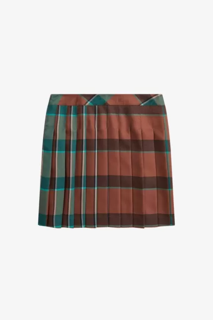 Fred Perry Pleated Tartan Women’s Skirts Whisky Brown | KTQNP6208