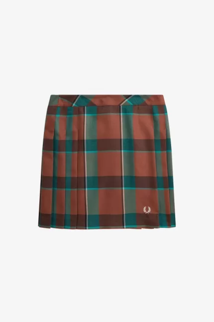 Fred Perry Pleated Tartan Women’s Skirts Whisky Brown | KTQNP6208