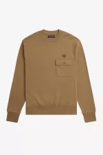 Fred Perry Pocket Detail Crew Neck Men’s Sweatshirts Brown | JBLYK6429