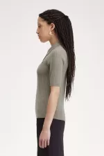 Fred Perry Pointelle Detail Knitted Women’s Shirt Warm Grey | NYRAM0125