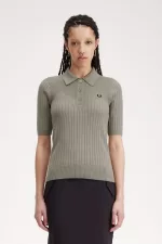 Fred Perry Pointelle Detail Knitted Women’s Shirt Warm Grey | NYRAM0125