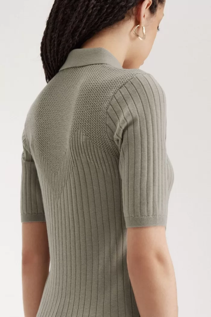 Fred Perry Pointelle Detail Knitted Women’s Shirt Warm Grey | NYRAM0125