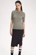 Fred Perry Pointelle Detail Knitted Women’s Shirt Warm Grey | NYRAM0125