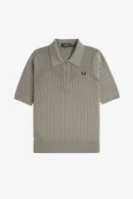 Fred Perry Pointelle Detail Knitted Women’s Shirt Warm Grey | NYRAM0125