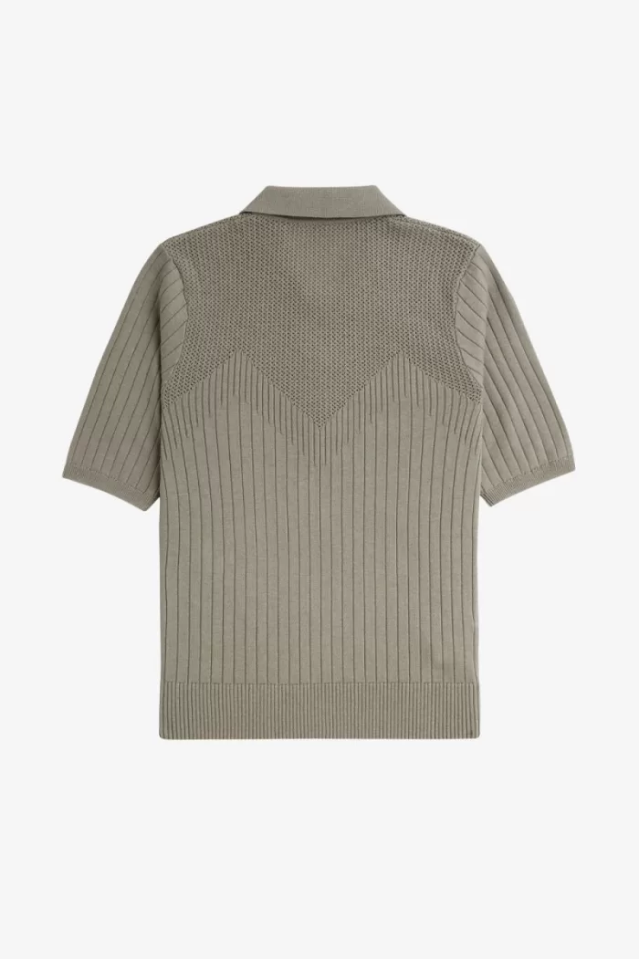 Fred Perry Pointelle Detail Knitted Women’s Shirt Warm Grey | NYRAM0125