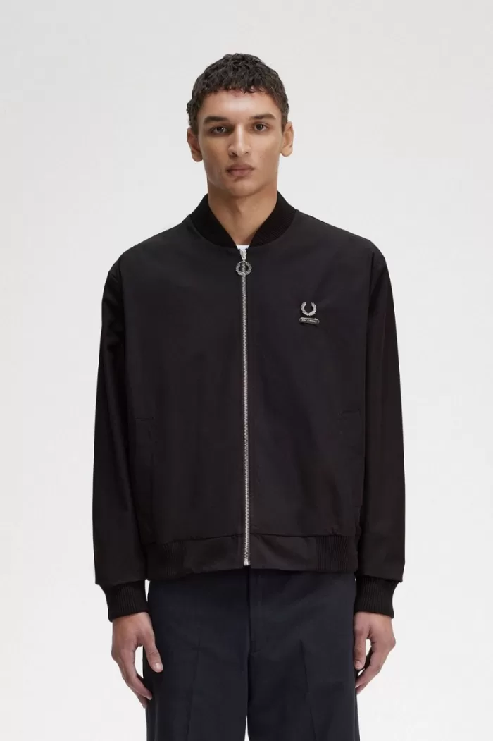 Fred Perry Printed Bomber Men’s Jackets Black | KCHDT3509