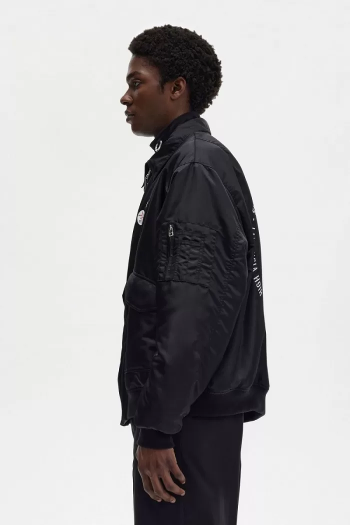 Fred Perry Printed Flight Men’s Jackets Black | TCFGD3802