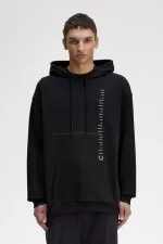 Fred Perry Printed Hooded Men’s Sweatshirts Black | KRETA3692