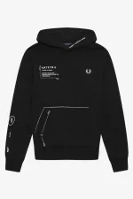 Fred Perry Printed Hooded Sweat Men’s Shirt Black | WNUJA9765