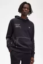 Fred Perry Printed Hooded Sweat Men’s Shirt Black | WNUJA9765