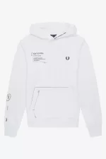 Fred Perry Printed Hooded Sweat Men’s Shirt White | BWFHS8035