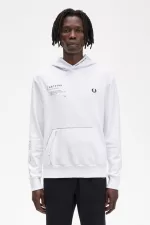 Fred Perry Printed Hooded Sweat Men’s Shirt White | BWFHS8035