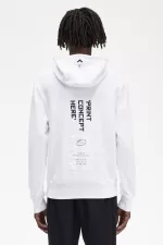 Fred Perry Printed Hooded Sweat Men’s Shirt White | BWFHS8035