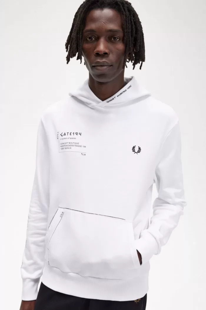 Fred Perry Printed Hooded Sweat Men’s Shirt White | BWFHS8035