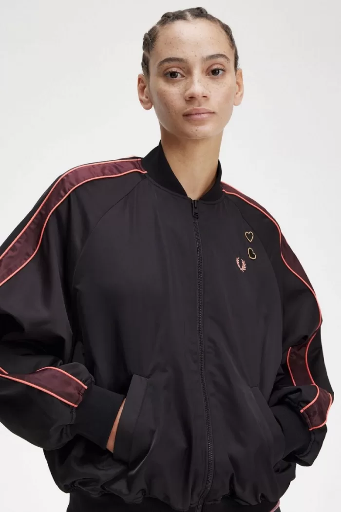 Fred Perry Printed Lining Bomber Women’s Jackets Black | WLCGI7512