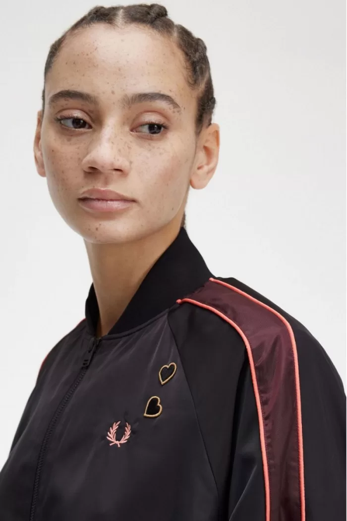 Fred Perry Printed Lining Bomber Women’s Jackets Black | WLCGI7512