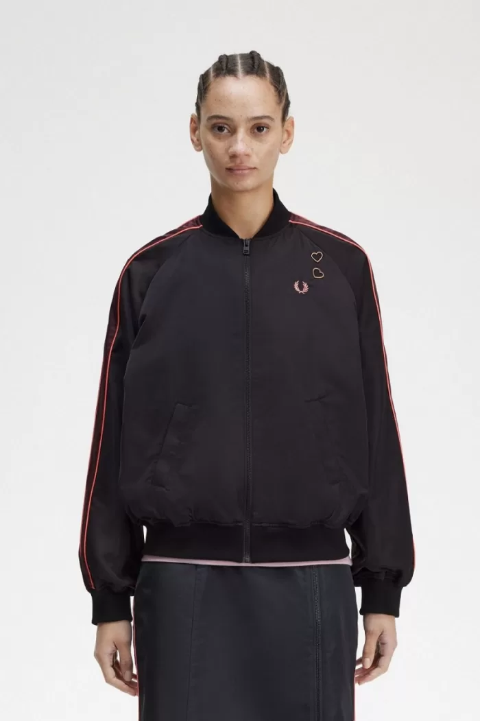 Fred Perry Printed Lining Bomber Women’s Jackets Black | WLCGI7512