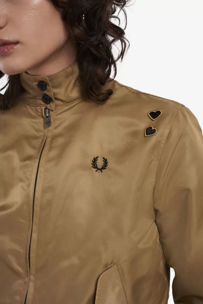 Fred Perry Printed Lining Zip-Through Women’s Jackets Green | VLNFH6042