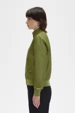 Fred Perry Printed Lining Zip-Through Women’s Jackets Parka Green | ZFINV5279